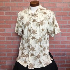 Saddlebred Mens Linen Hawaiian Shirt Size M Palm Trees Tropical Vacation Beach